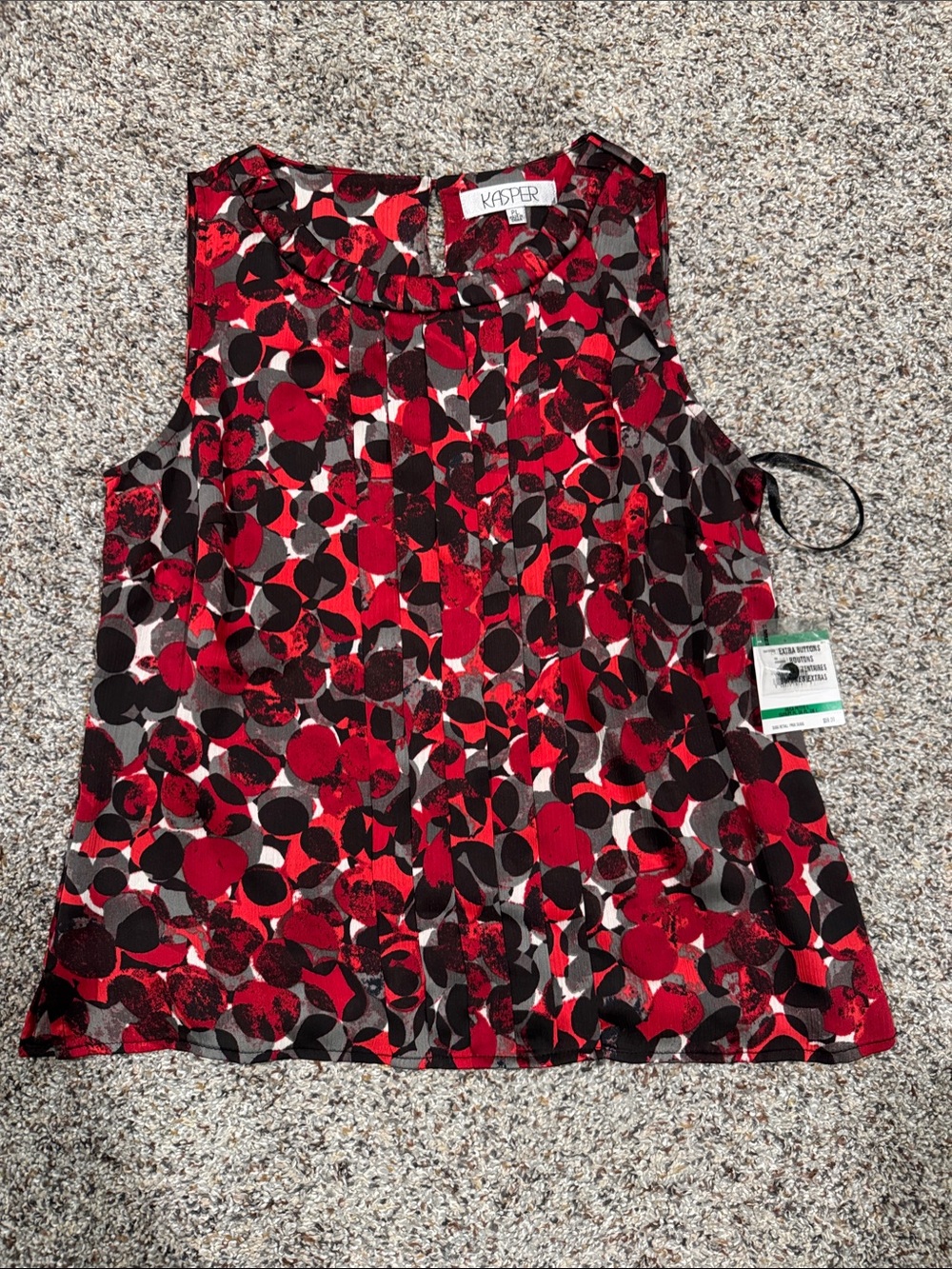 Kasper Red, Black & Gray Printed Sleeveless Camisole